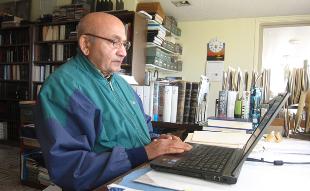 Ismail K. Poonawala in his study at his Los Angeles home.